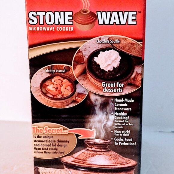 Stone Wave Microwave Cooker Non-Stick Ceramic Stoneware Bowl 4" Diameter NEW - Picture 3 of 5